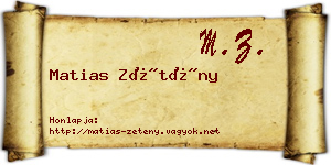 Matias Zétény névjegykártya